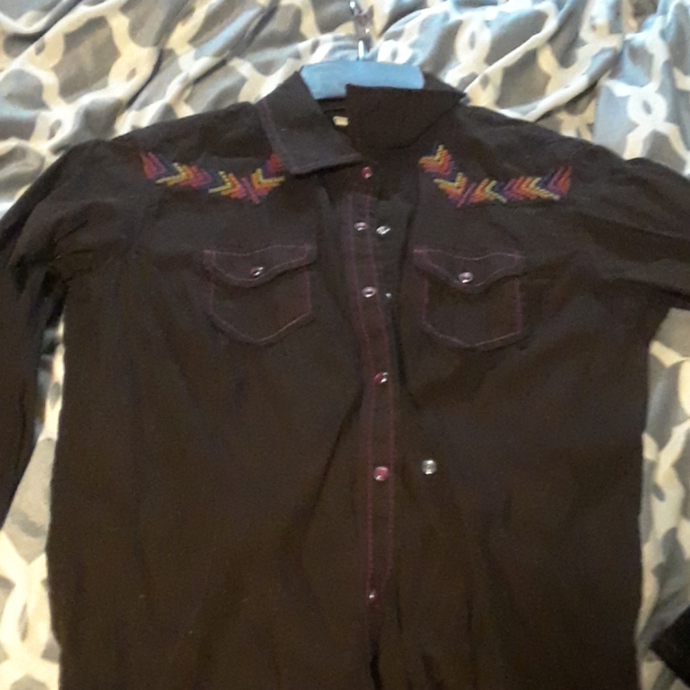 Brown button down rodeo shirt